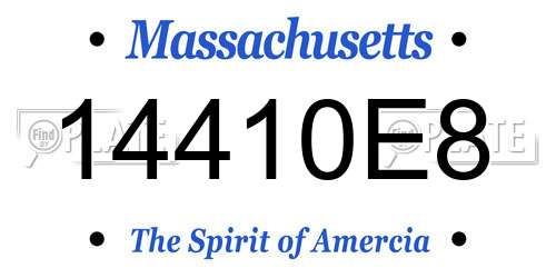 14410E8 Massachusetts License Plate