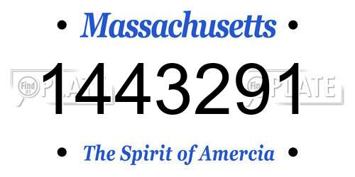 1443291 Massachusetts License Plate