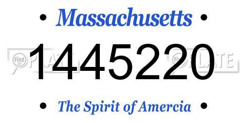 1445220 Massachusetts License Plate