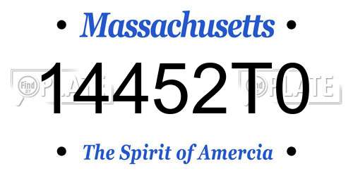 14452T0 Massachusetts License Plate