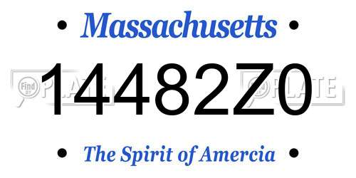 14482Z0 Massachusetts License Plate