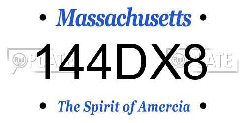 144DX8 Massachusetts License Plate