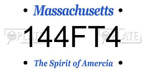 144FT4 Massachusetts License Plate