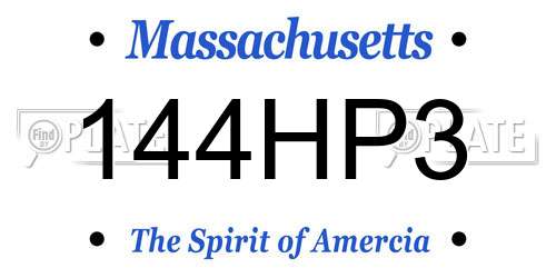144HP3 Massachusetts License Plate