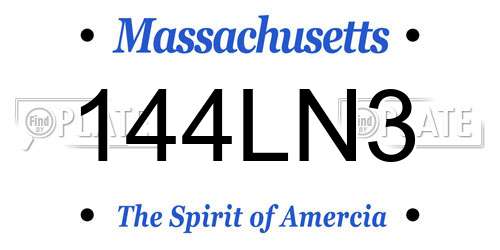 144LN3 Massachusetts License Plate