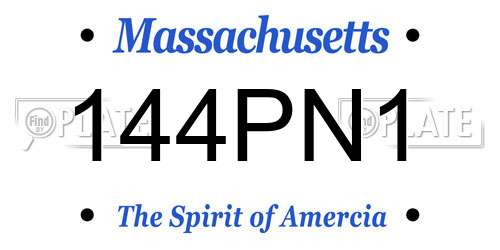 144PN1 Massachusetts License Plate