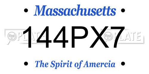 144PX7 Massachusetts License Plate