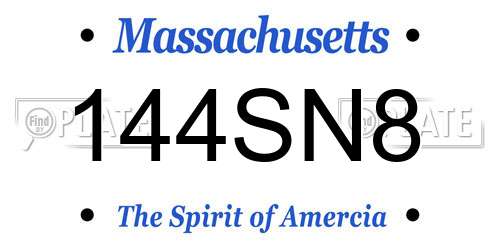 144SN8 Massachusetts License Plate