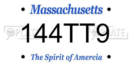 144TT9 Massachusetts License Plate