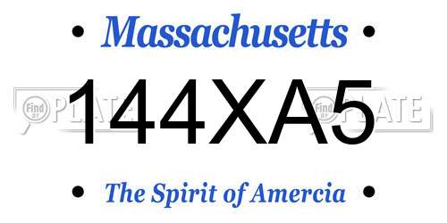 144XA5 Massachusetts License Plate