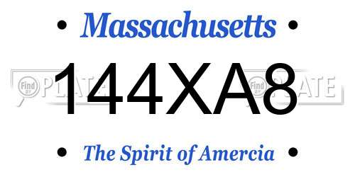 144XA8 Massachusetts License Plate