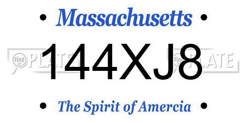 144XJ8 Massachusetts License Plate