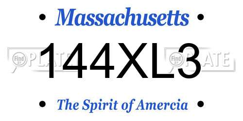 144XL3 Massachusetts License Plate