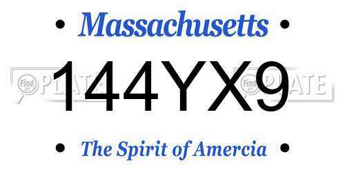 144YX9 Massachusetts License Plate