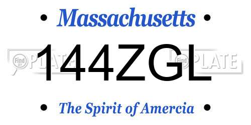 144ZGL Massachusetts License Plate