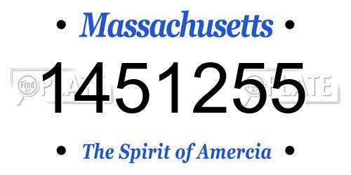1451255 Massachusetts License Plate