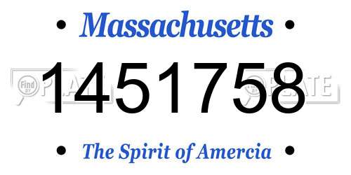 1451758 Massachusetts License Plate