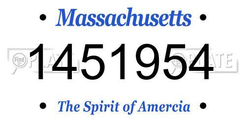 1451954 Massachusetts License Plate