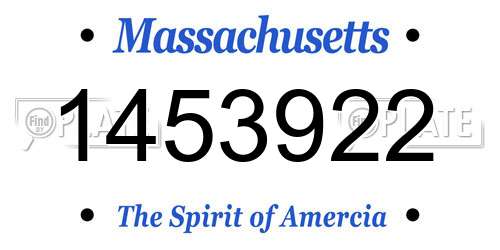 1453922 Massachusetts License Plate