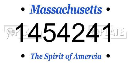 1454241 Massachusetts License Plate