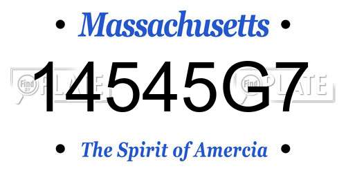 14545G7 Massachusetts License Plate