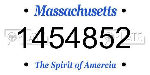 1454852 Massachusetts License Plate