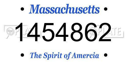 1454862 Massachusetts License Plate