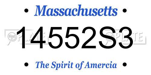 14552S3 Massachusetts License Plate