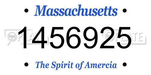 1456925 Massachusetts License Plate