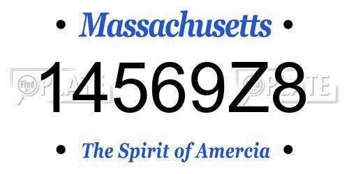 14569Z8 Massachusetts License Plate
