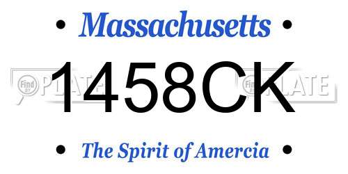 1458CK Massachusetts License Plate