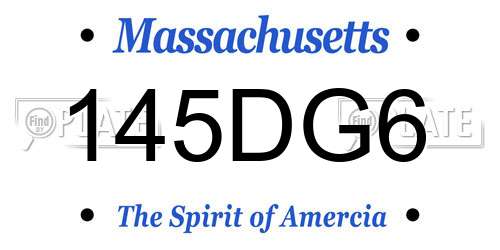 145DG6 Massachusetts License Plate
