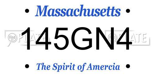 145GN4 Massachusetts License Plate