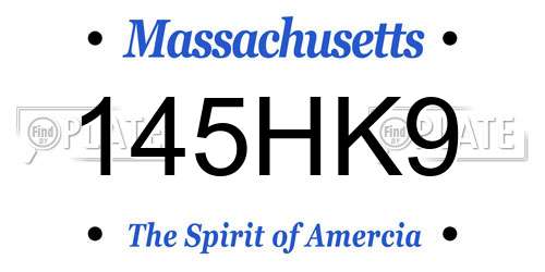 145HK9 Massachusetts License Plate