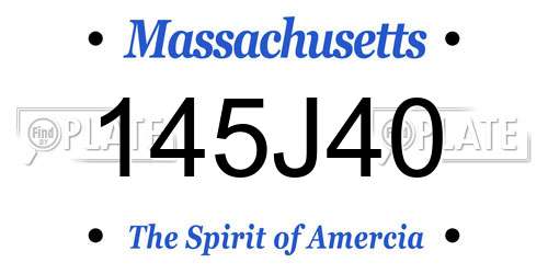 145J40 Massachusetts License Plate