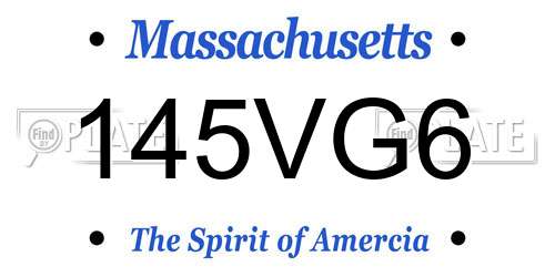 145VG6 Massachusetts License Plate