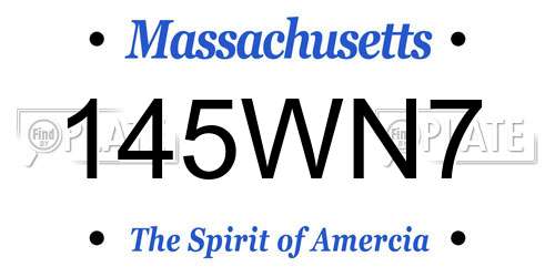145WN7 Massachusetts License Plate