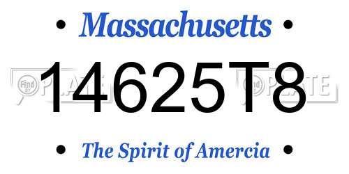 14625T8 Massachusetts License Plate