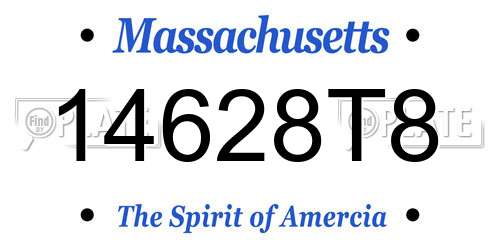 14628T8 Massachusetts License Plate