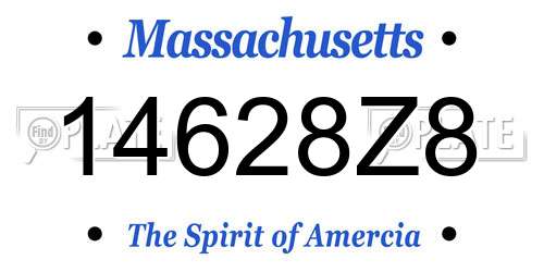 14628Z8 Massachusetts License Plate