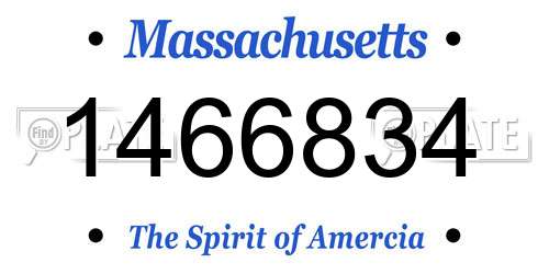 1466834 Massachusetts License Plate