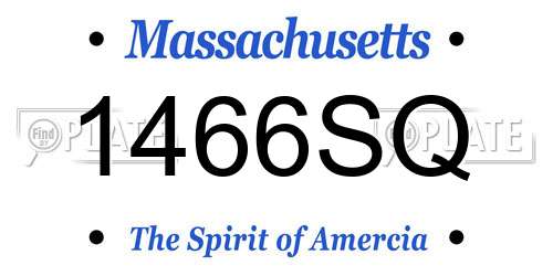 1466SQ Massachusetts License Plate