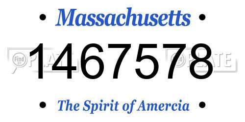 1467578 Massachusetts License Plate