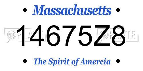 14675Z8 Massachusetts License Plate