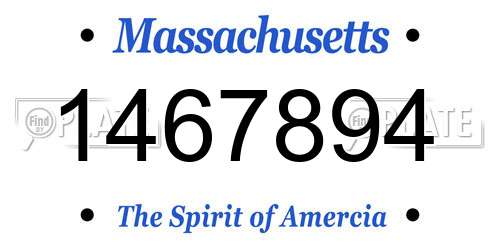1467894 Massachusetts License Plate