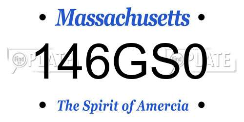 146GS0 Massachusetts License Plate