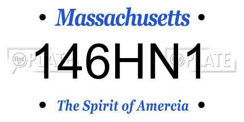 146HN1 Massachusetts License Plate