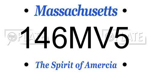 146MV5 Massachusetts License Plate