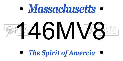 146MV8 Massachusetts License Plate