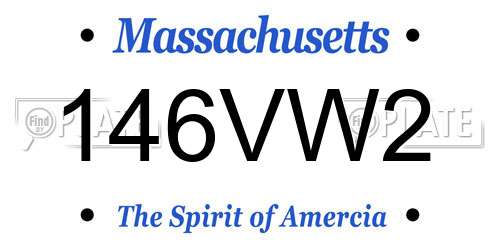 146VW2 Massachusetts License Plate